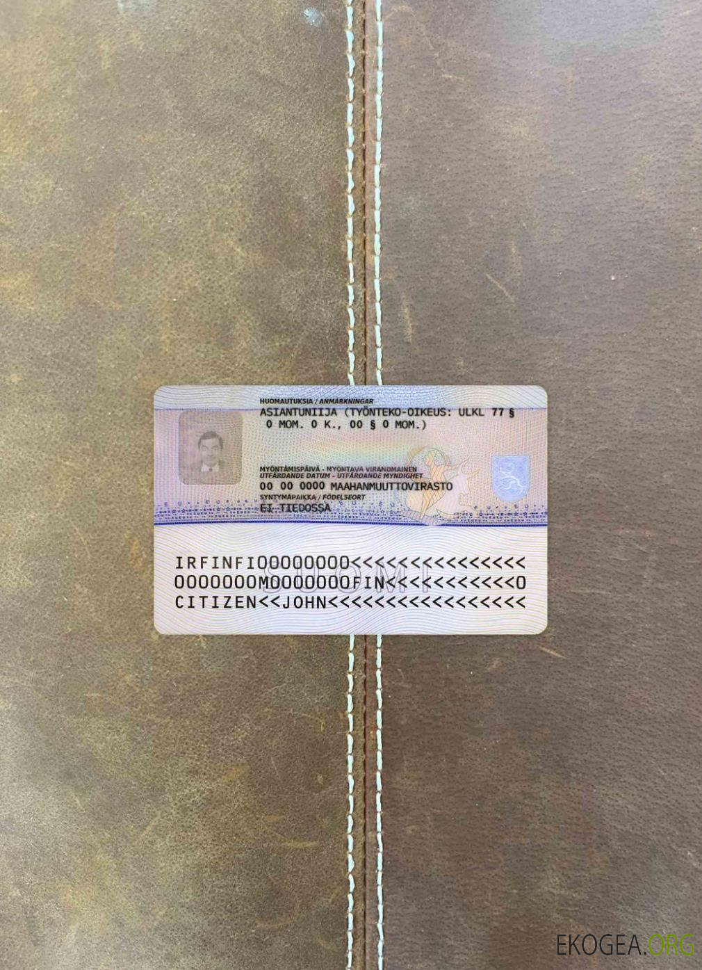 Permis de séjour en Finlande version 2 photolook RETOUR